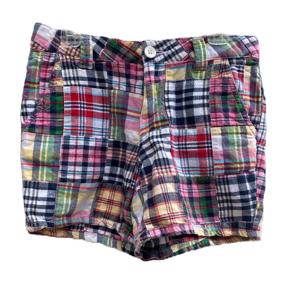 J. Khaki madras shorts cotton multicolor plaid girl 12